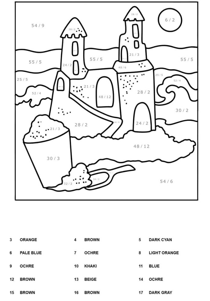 castelo de areia de folha de cor por instrução de cor