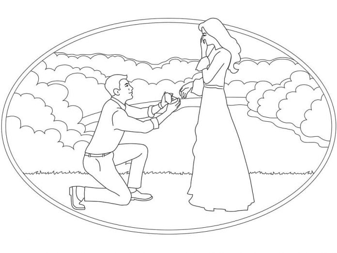 kolorowanka pierścionek zaręczynowy dla kobiety do druku