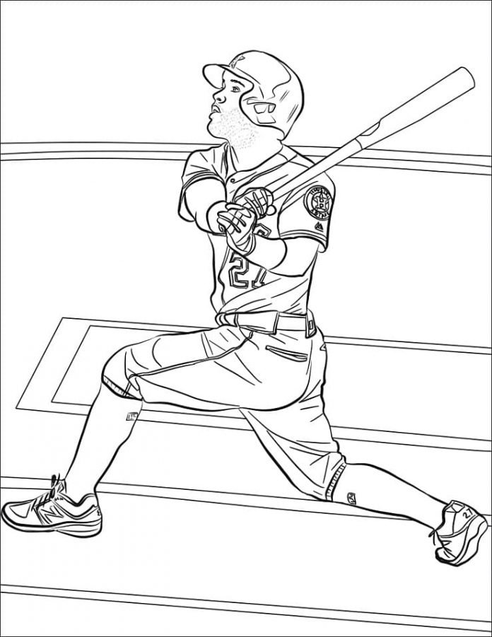 MLB giocatore da colorare foglio stampabile gioco di baseball