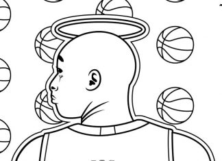 värityskirja NBA pelaaja - Kobe Bryant lapsille tulostettavaksi