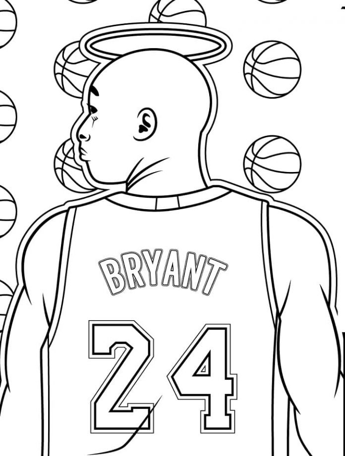 coloring book NBA player - Kobe Bryant for kids to print