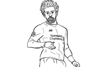 Tulostettava väritysarkki jalkapalloilija Mohamed Salahista