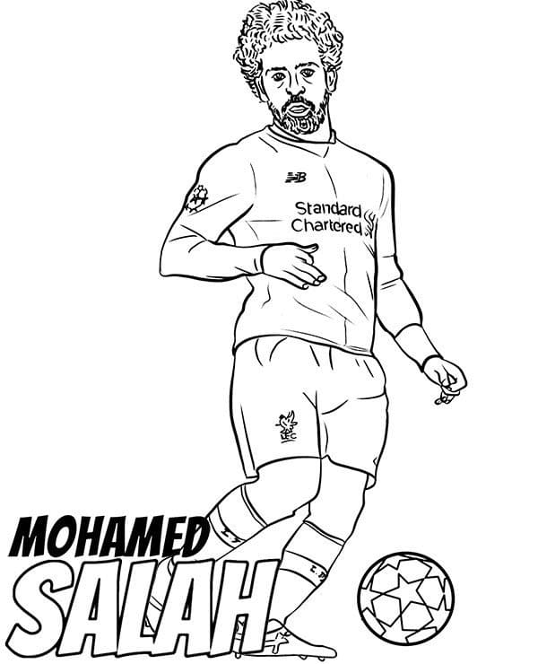 Druckfähiger Ausmalbogen des Fußballspielers Mohamed Salah