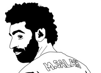 Nyomtatható színező lap a 11-es számú Salah játékosról