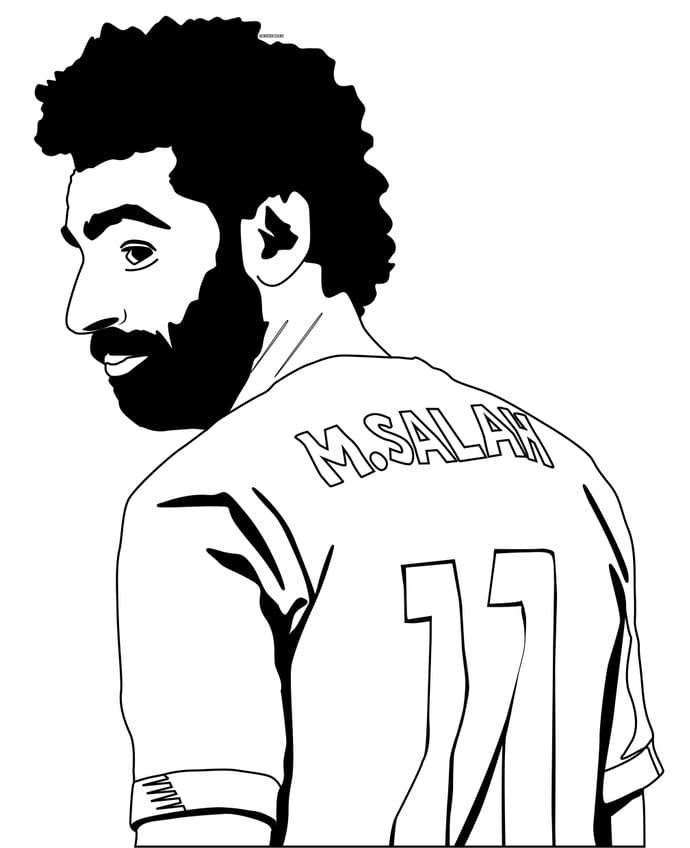 Folha de coloração imprimível do jogador com o número 11 Salah