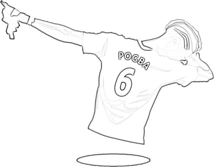 Ficha para colorear del jugador con el número 6 Paul Pogba
