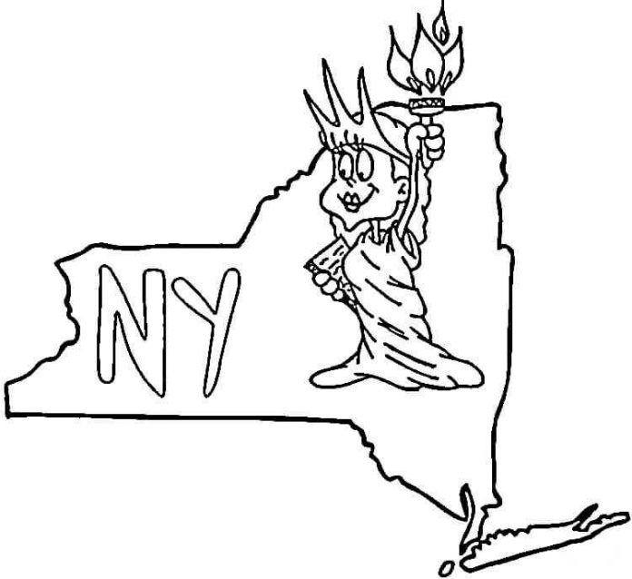 dessin à colorier d'une femme dans la région de New York