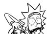 página de coloração do espantado Rick e Morty