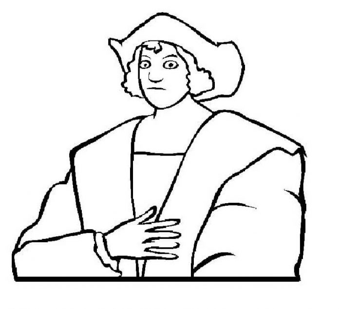 Printable coloring book of astonished Christopher Columbus