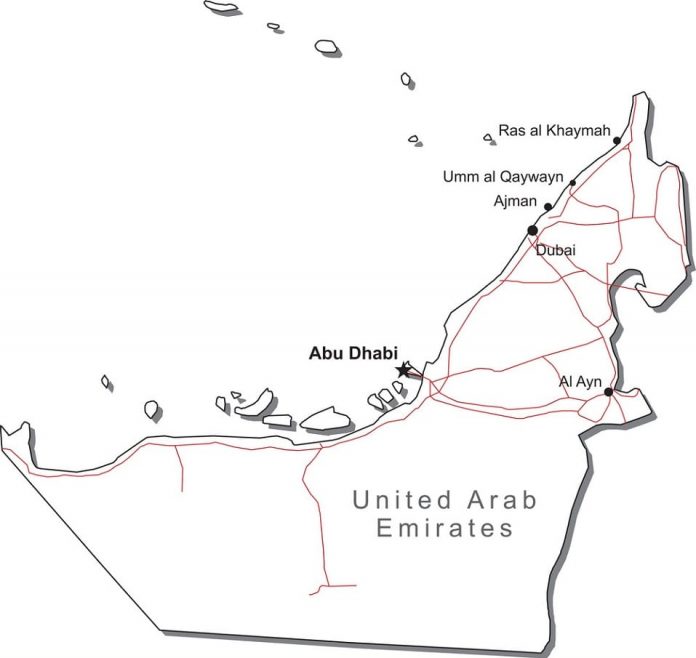 pagina da colorare Mappa degli emirati arabi uniti
