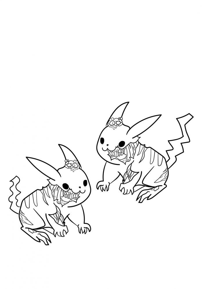 coloring page of mutant pikachu