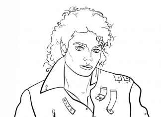 Coloring book of a famous person wearing a Michael Jackson leather jacket