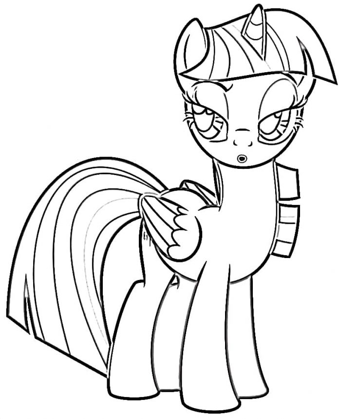 Printable coloring book of bored Twilight Sparkle for girls