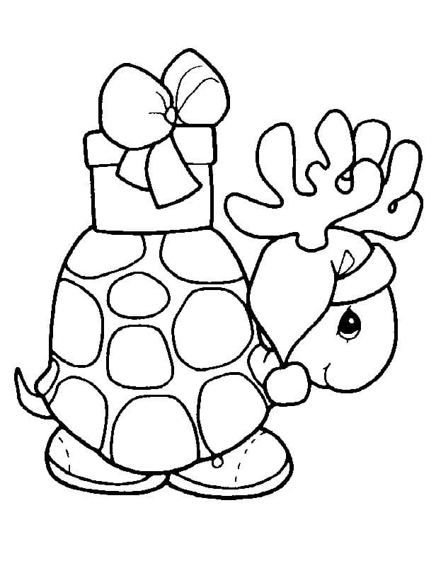 livro de colorir tartaruga com chifres de rena