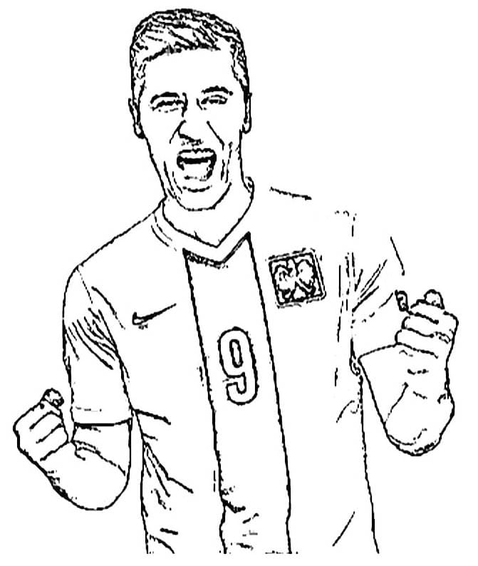Página para colorear del victorioso Robert en la selección nacional de fútbol de Polonia
