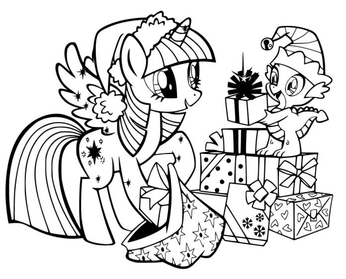 Coloring page Twilight Sparkle gets a gift