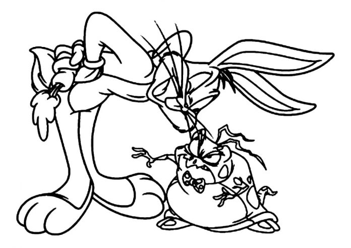 coloring book Bugs Bunny holding a carrot