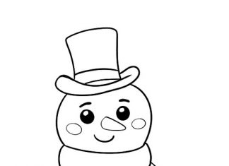Folha colorida para impressão Snowman com chapéu e lenço