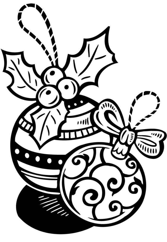 Printable coloring book Christmas tree baubles