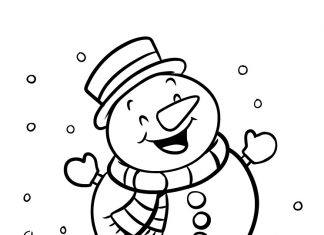 omalovánky usměvavý sněhulák k vytisknutí pro děti