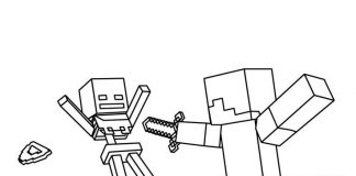 Steve fights Zombie minecraft with sword
