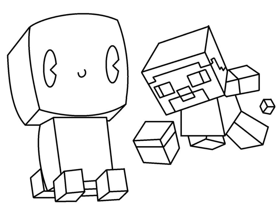 Happy Creeper and Steve coloring book to print