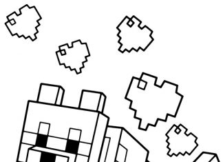 Minecraft dog in love for kids coloring book