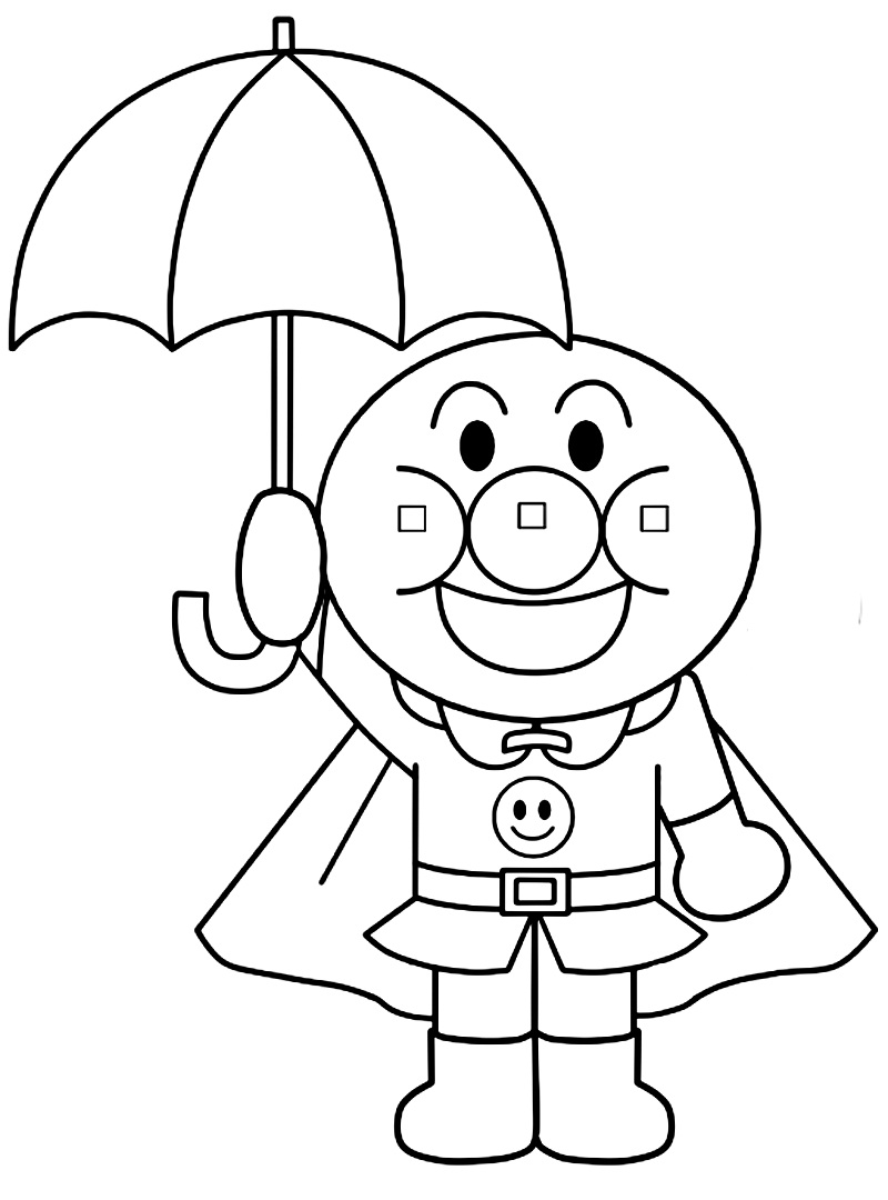 Anpanman mit Regenschirm Malbuch