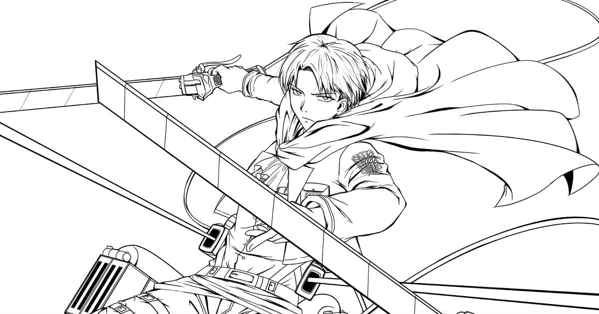Levi Ackerman during a fight coloring book