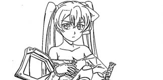 Színezőkönyv Bánya fegyverekkel - anime Akame Ga Kill