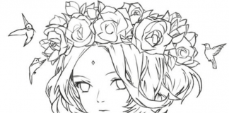 Printable anime princess colouring book for girls