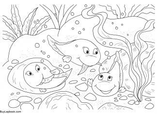 Piccoli girini nuotano nello stagno stampabile per bambini