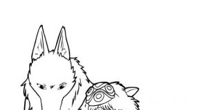 Mononoke et le loup imprimable