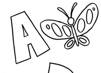 Farfalle e lettere per bambini dall'alfabeto da colorare