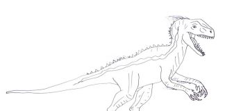 Egy dinoszaurusz rajzát kell kiszínezni