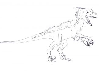 Teckning av en dinosaurie att färglägga