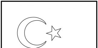 Färgbok om Turkiets flagga för barn
