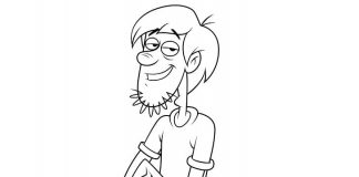 Sorridente Shaggy Rogers para crianças colorindo o livro