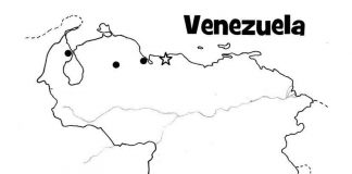 ベネズエラ地図の塗り絵
