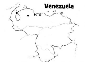 Färgbok om Venezuelas karta