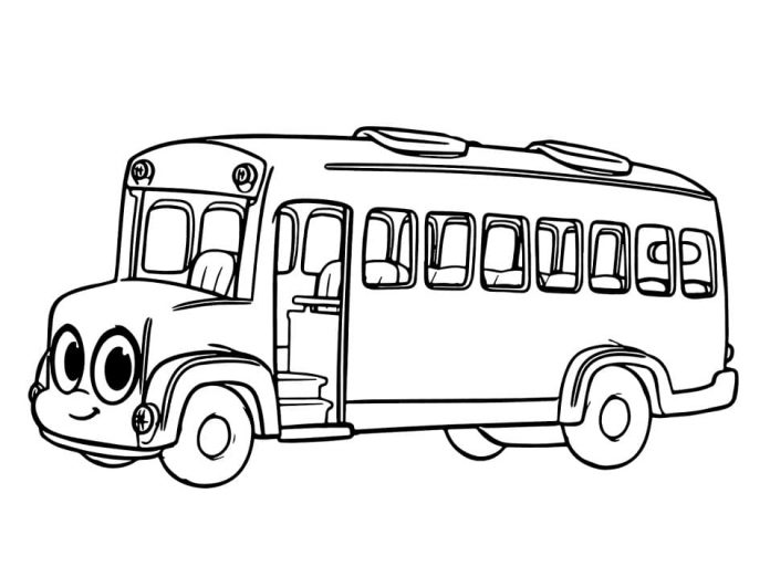 A cheerful school bus from a printable cartoon