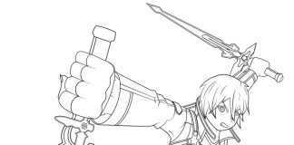Warrior with swords coloring book