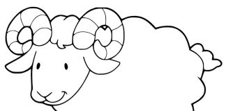 Satisfied ram with big horns coloring book