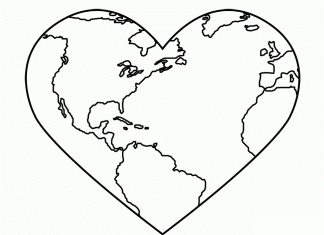 Heart-shaped earth coloring book