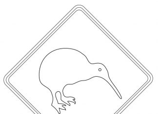 Road sign - New Zealand coloring book